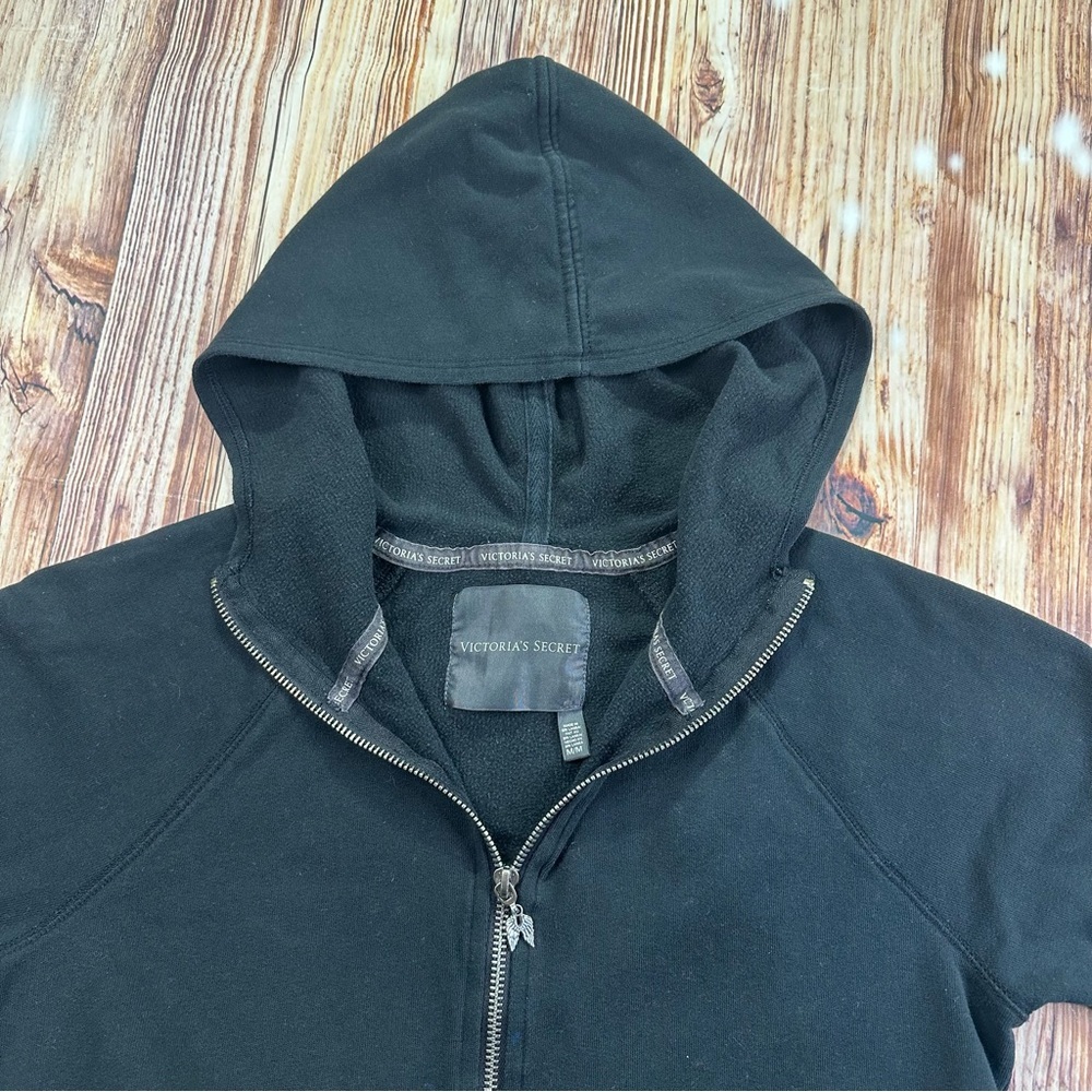 VICTORIA SECRET Angel Sequin Love Zip Up Black Hoodie Bling Size Medium - Picture 12 of 16